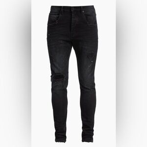 Purple Brand Slim Fit Black Distressed Men's Jeans